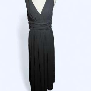 Ever-Pretty Black V-Neck Maxi Dress with Elastic Waist, Size 8 - NWT